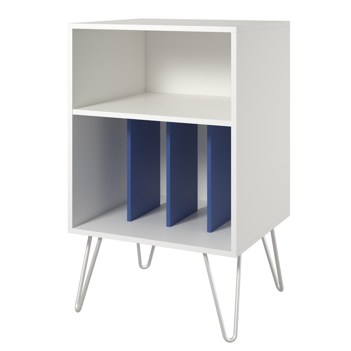 Concord Wooden Bedside Table In White And Blue