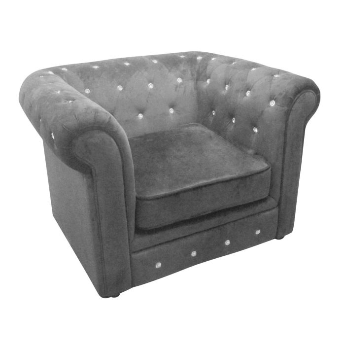 Brampton Chesterfield Velvet Upholstered Armchair In Charcoal Grey