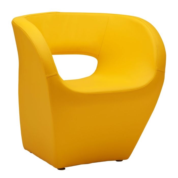 Accra Leather Effect Armchair In Yellow