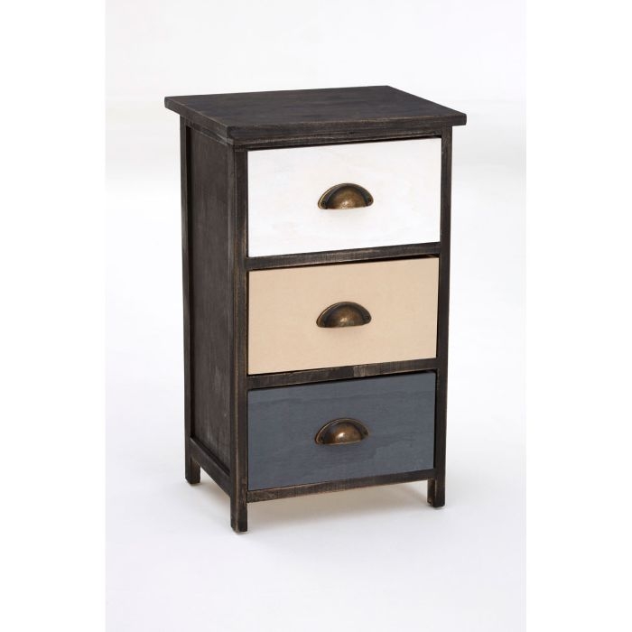 Uttoxeter Small Paulownia Wooden Chest Of 3 Drawers In Multi Colour