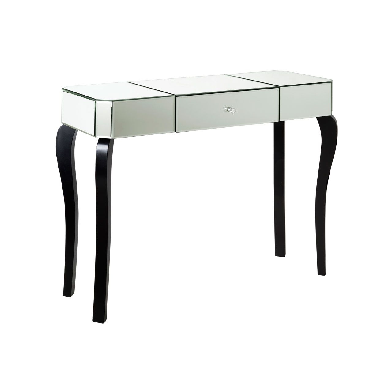 Orchid Mirrored Console Table With Black Wooden Legs