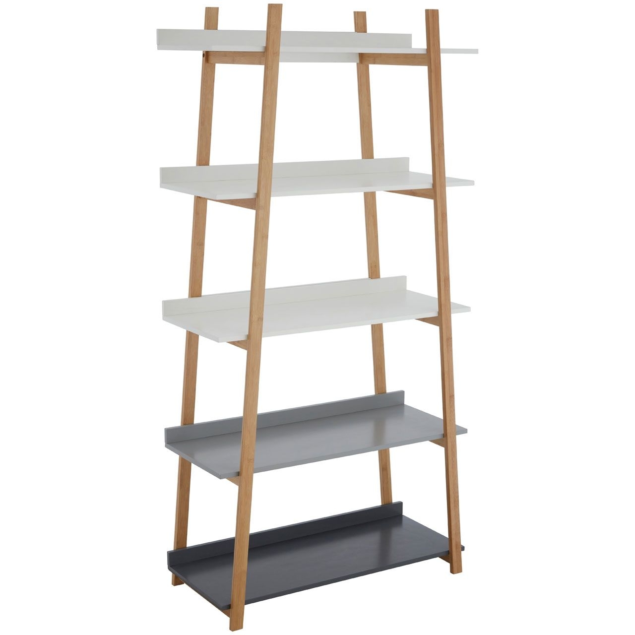 Nostra 5 Tier Wooden Shelving Unit In White And Grey