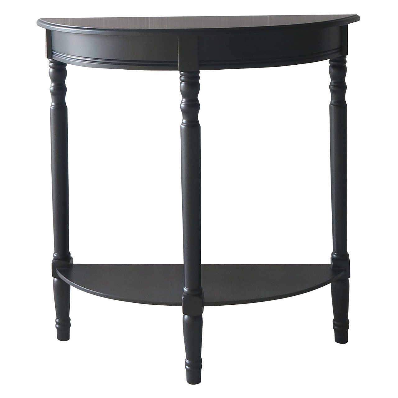 Heritage Half Moon Wooden Console Table In Black