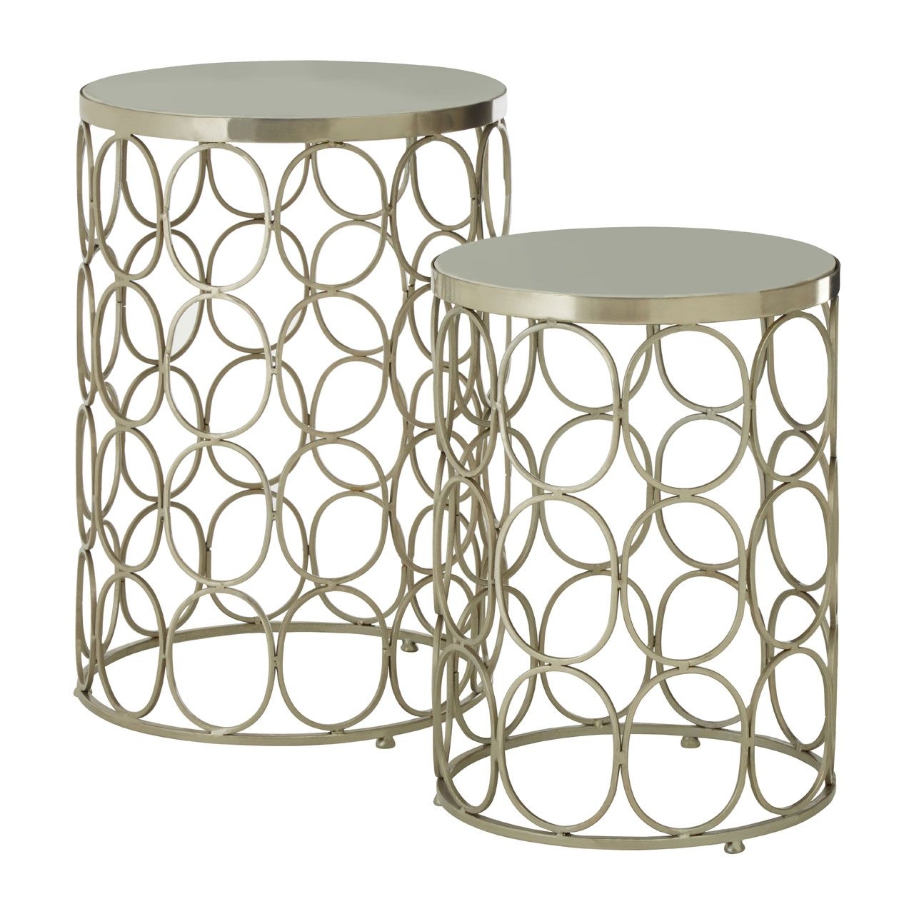 Mahomet Marble Top Set Of 2 Side Tables With Metal Frame