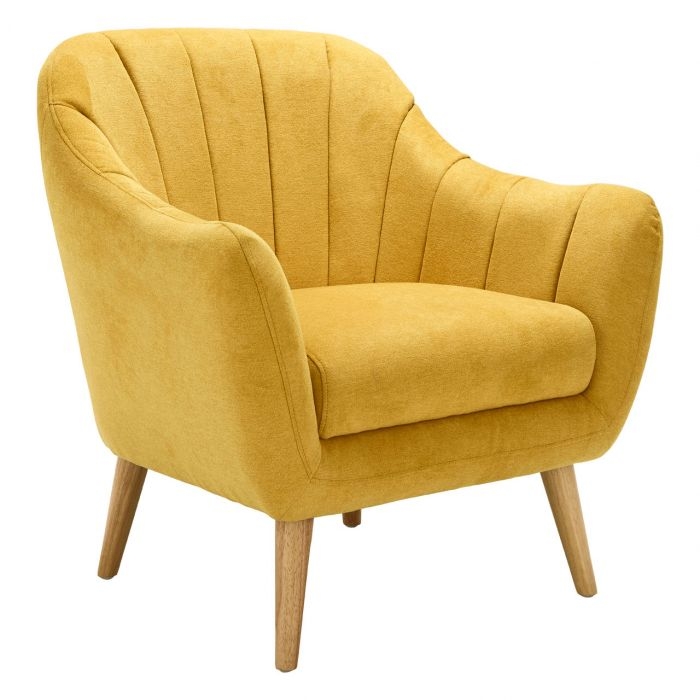 Guaruja Chenille Fabric Upholstered Armchair In Yellow