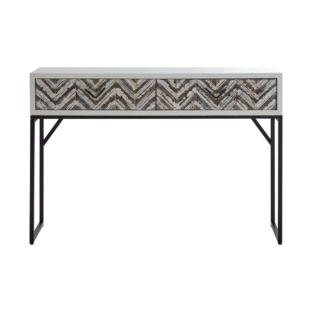 Lombok Wooden Console Table In White With 2 Drawers