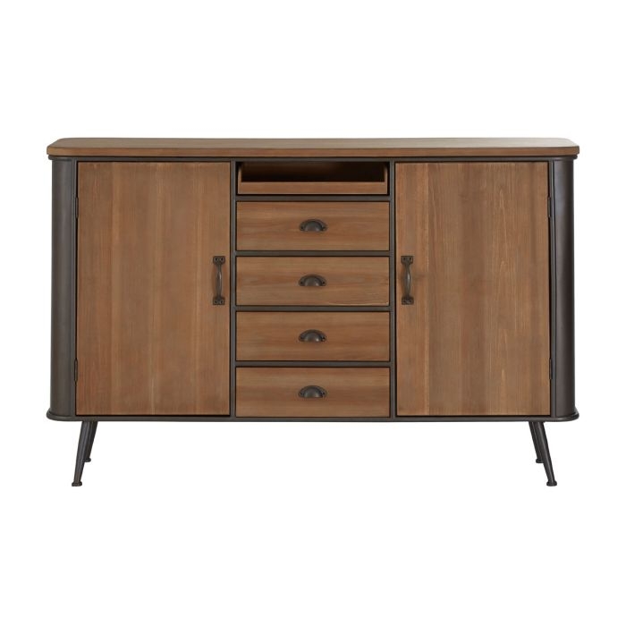 Swinton Wooden Sideboard In Brown With 2 Doors And 4 Drawers