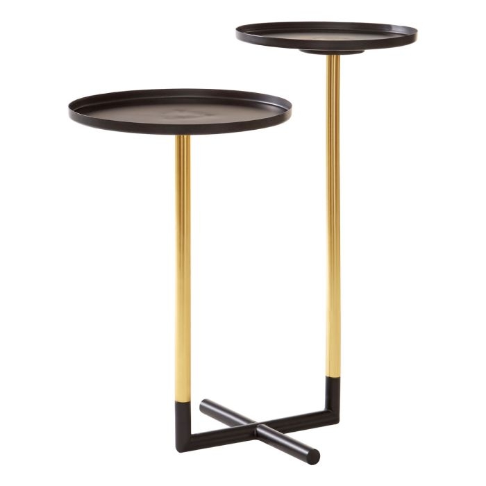 Hadley Metal Duplex Side Tables In Gold And Black