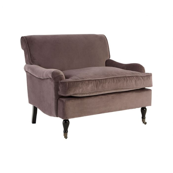 Garoua Large Plush Velvet Upholstered Armchair In Grey