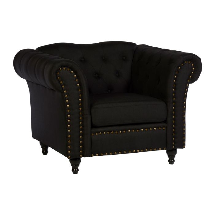 Flint Chesterfield Fabric Upholstered Armchair In Black