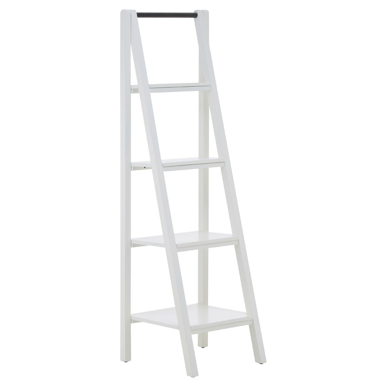 Dayak Ladder Design 4 Tier Wooden Shelving Unit In White