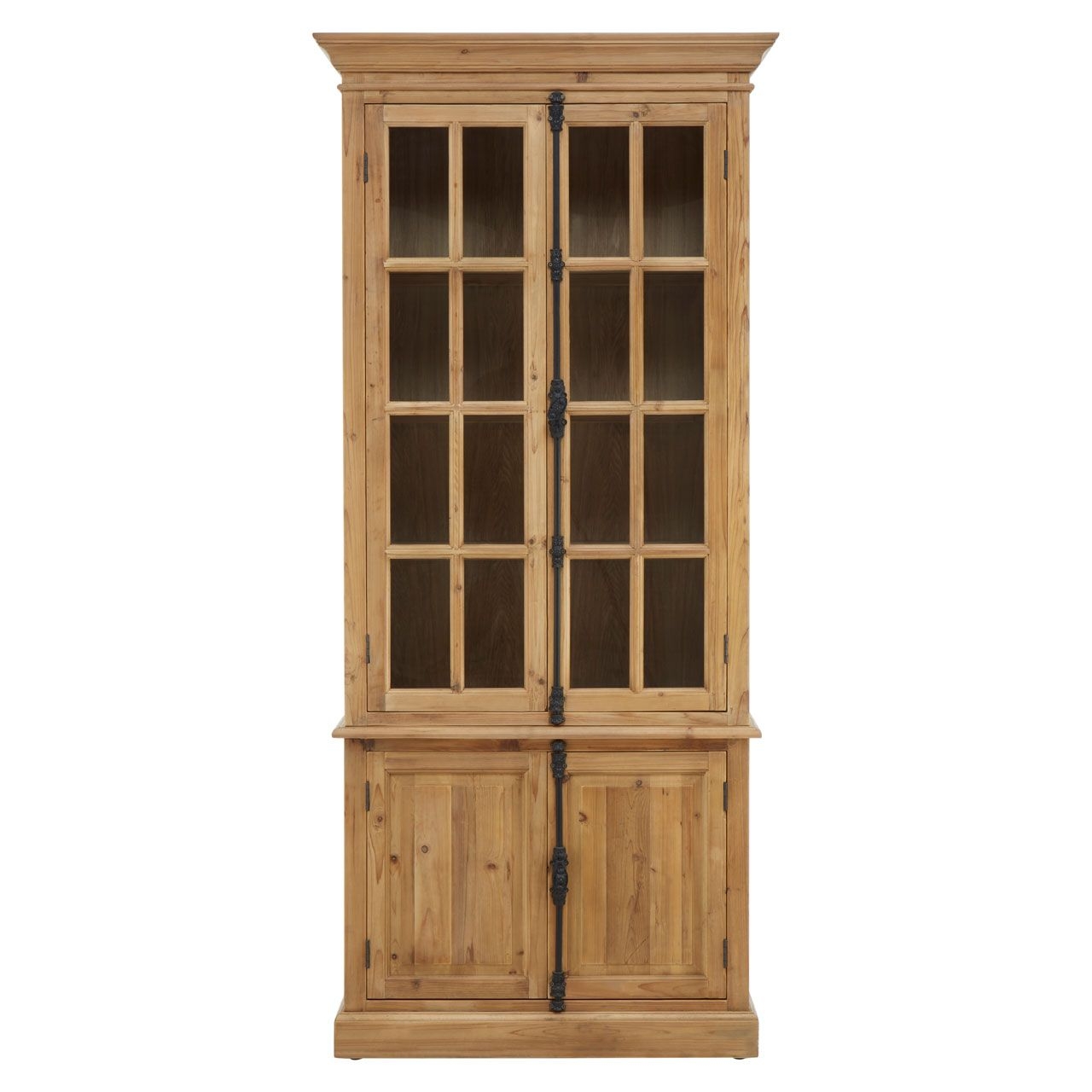 Banten Wooden Bookcase In Natural With 4 Doors