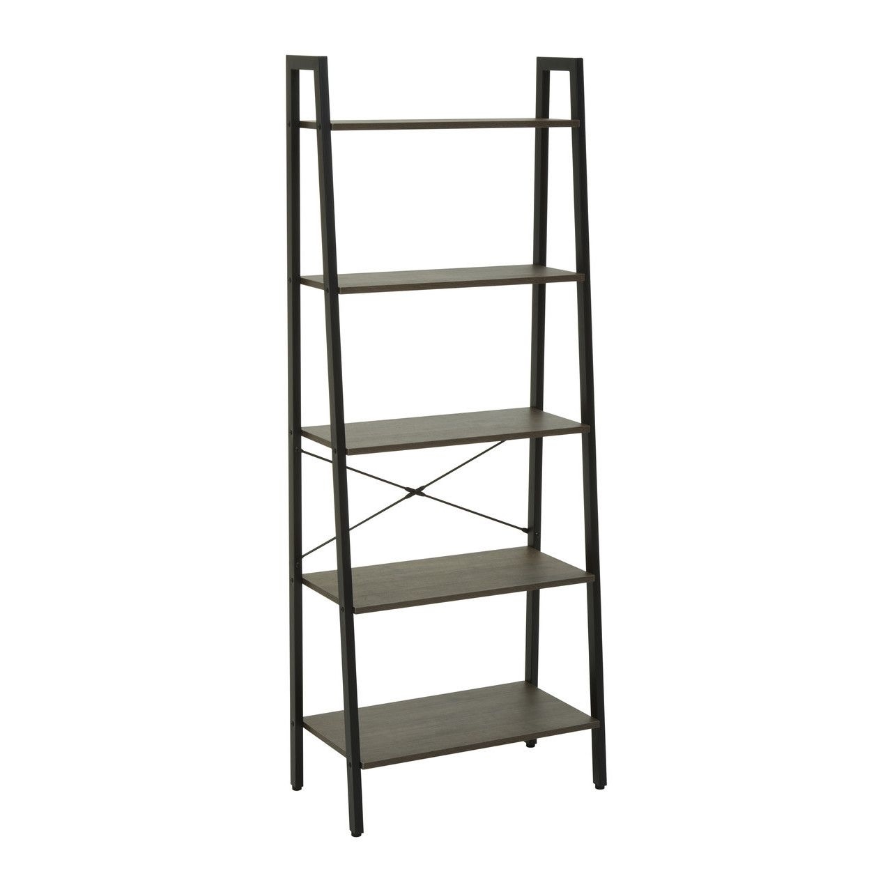 Bradbury Ladder Wooden 5 Tier Shelving Unit In Dark Oak