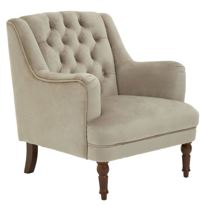 Lily Velvet Upholstered Armchair In Mink