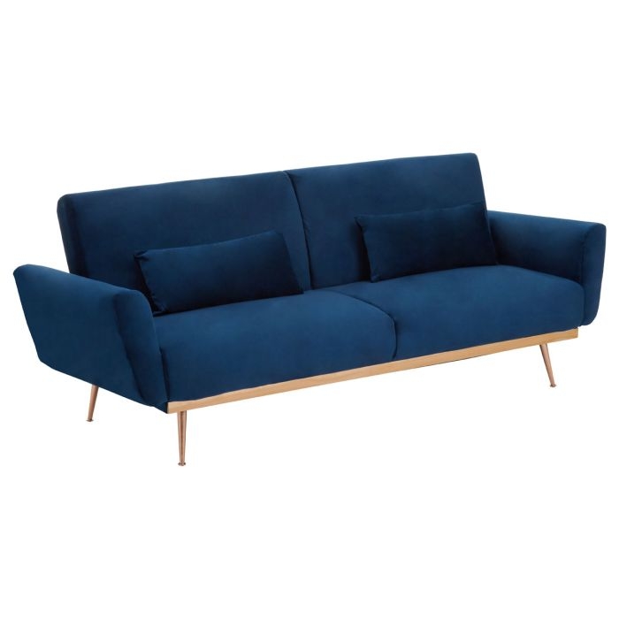 Hatton Velvet Upholstered Sofa Bed In Dark Blue