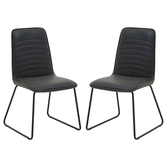 New Foundry Black Faux Leather Effect Dining Chairs In Pair