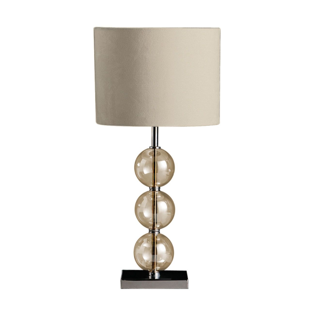 Mistro Amber Fabric Shade Table Lamp With Chrome Metal Base