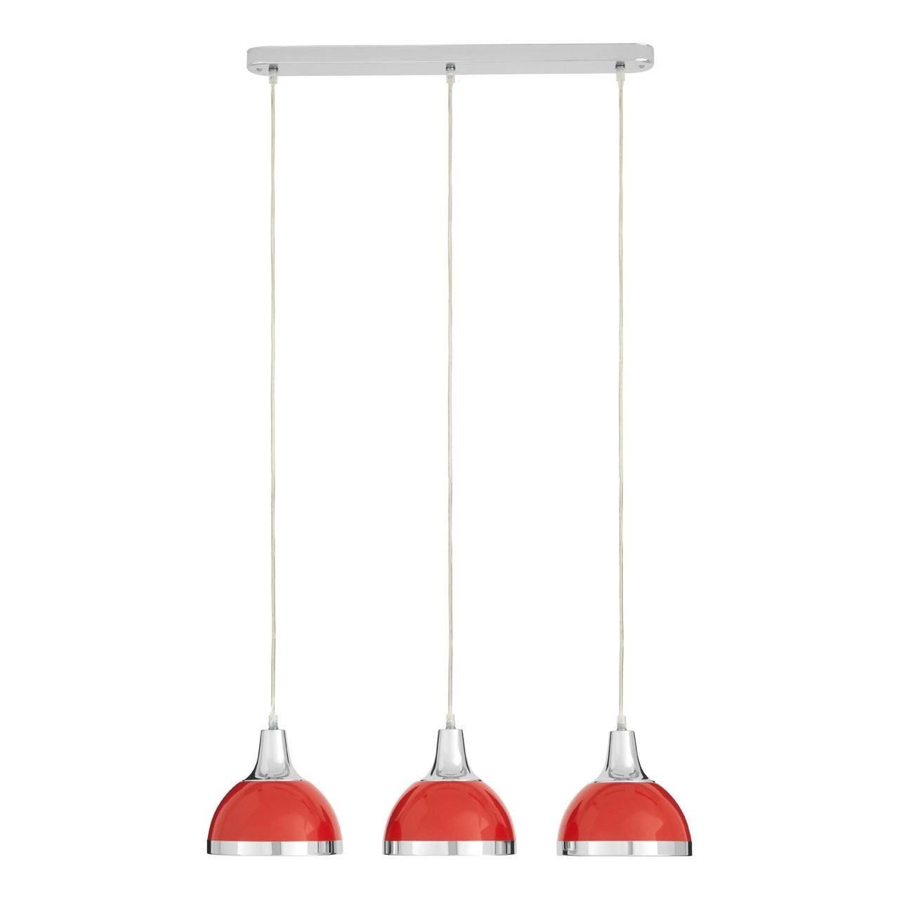 Jasper 3 Metal Shades Ceiling Pendant Light In Red And Chrome
