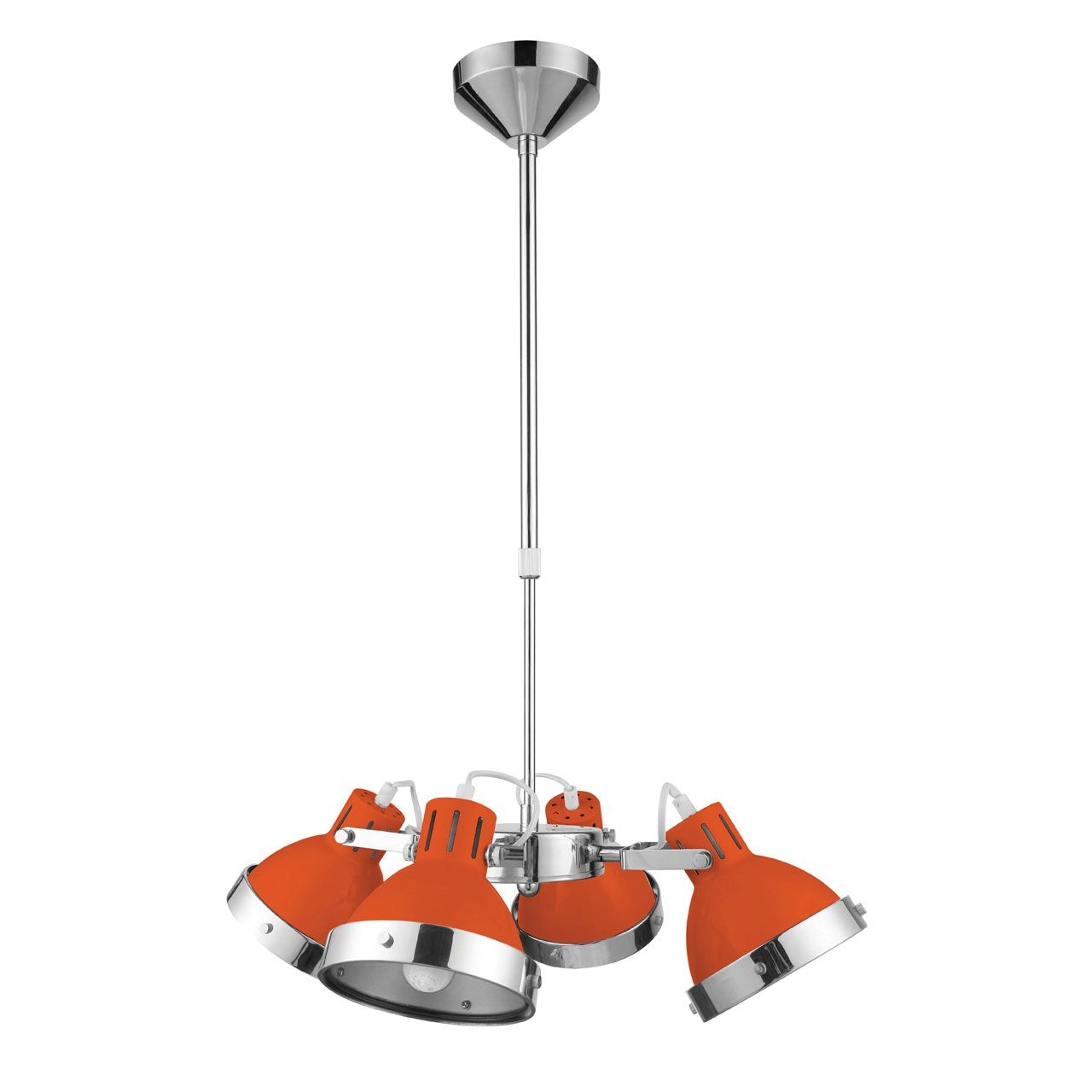 Hexon Contemporary 4 Metal Shades Ceiling Pendant Light In Orange And Chrome