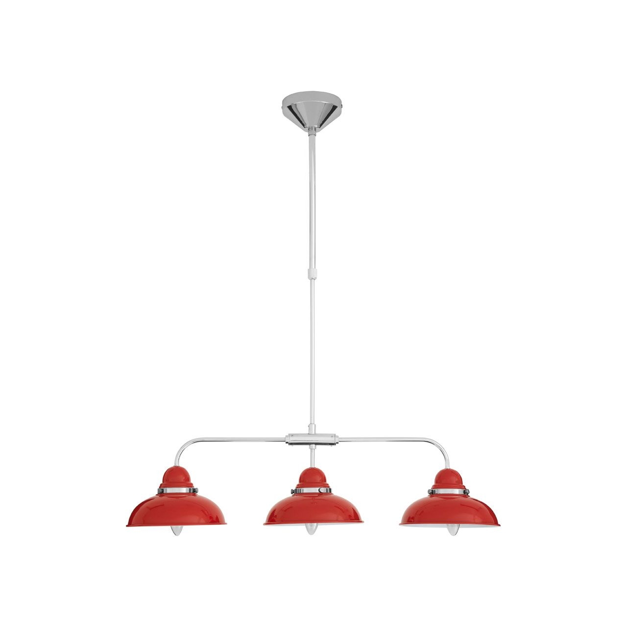 Jasper Industrial Style 3 Metal Shades Ceiling Pendant Light In Red