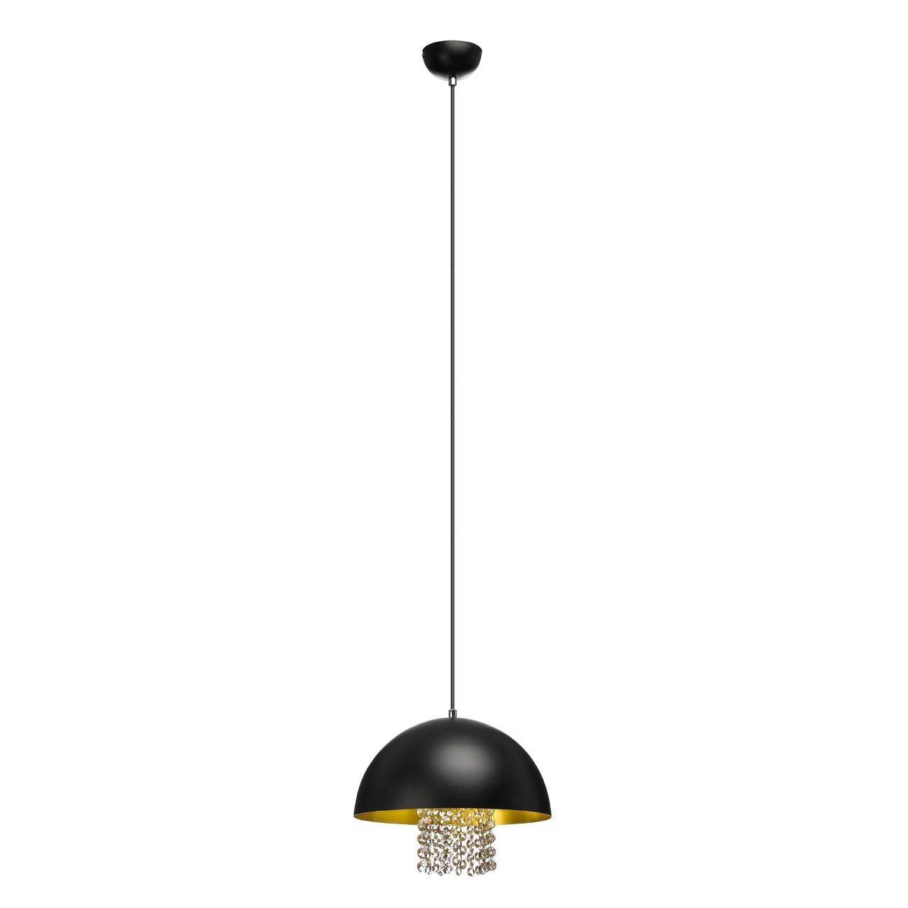 Eromen Hanging Crystals Metal Ceiling Pendant Light In Black