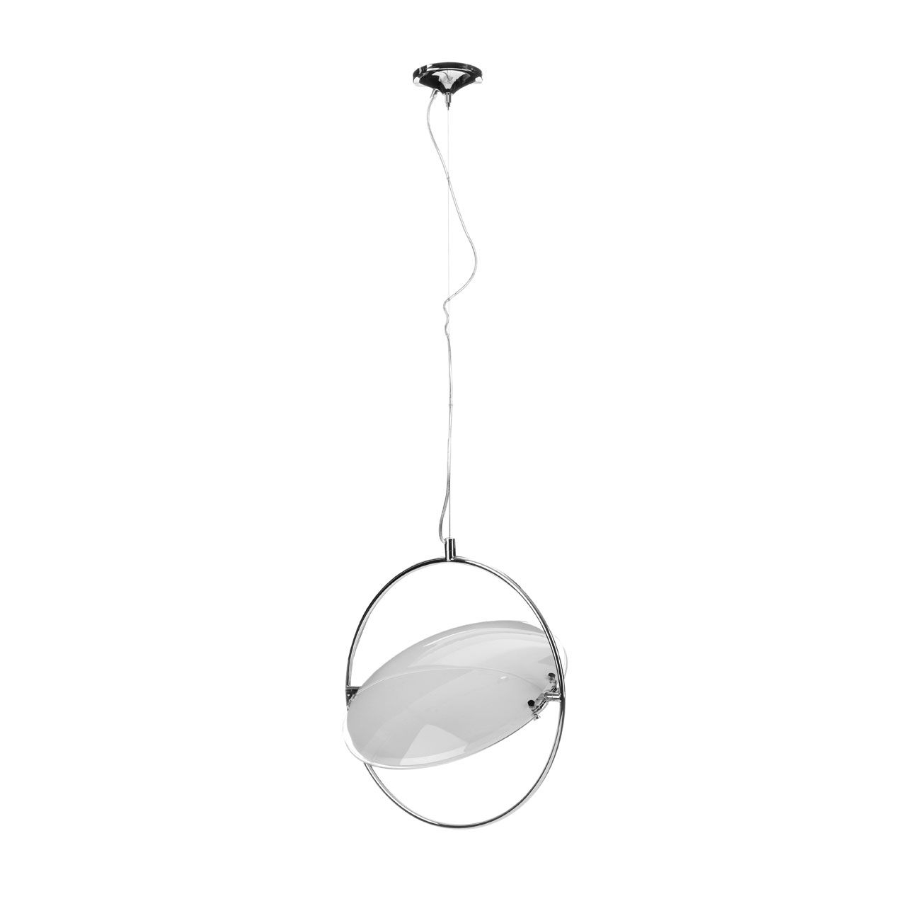 Lunar Small White Glass Shade Ceiling Pendant Light In Chrome