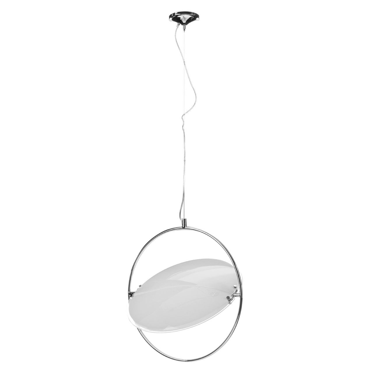 Lunar Large White Glass Shade Ceiling Pendant Light In Chrome