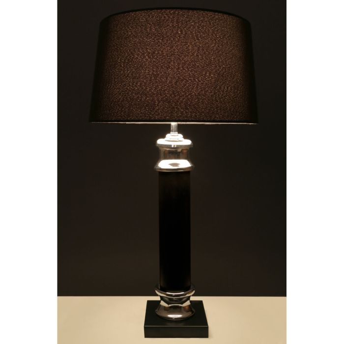 Roslin Black Fabric Shade Table Lamp With Black Metal Base