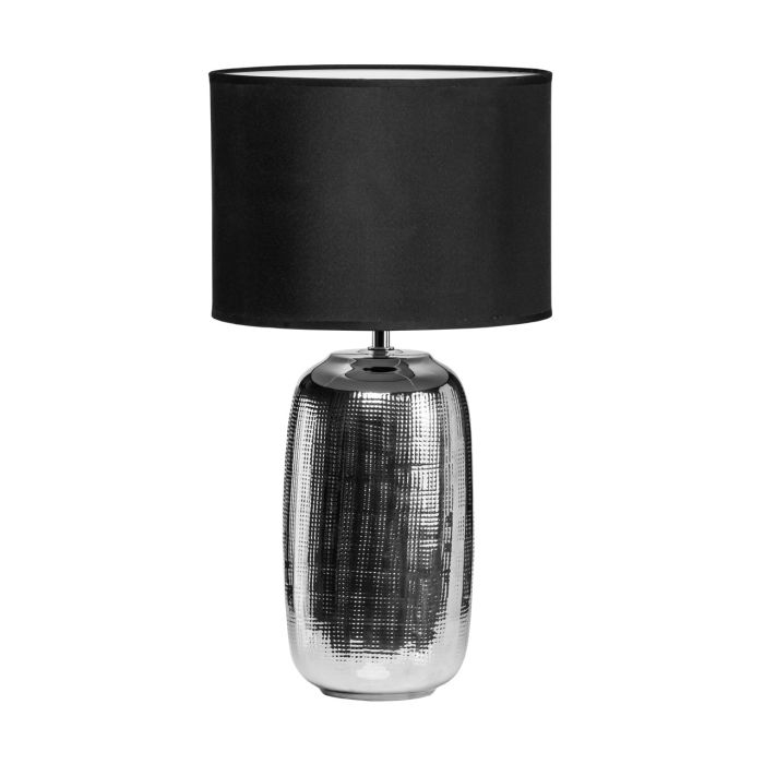 Roslin Small Black Fabric Shade Table Lamp With Chrome Ceramic Base