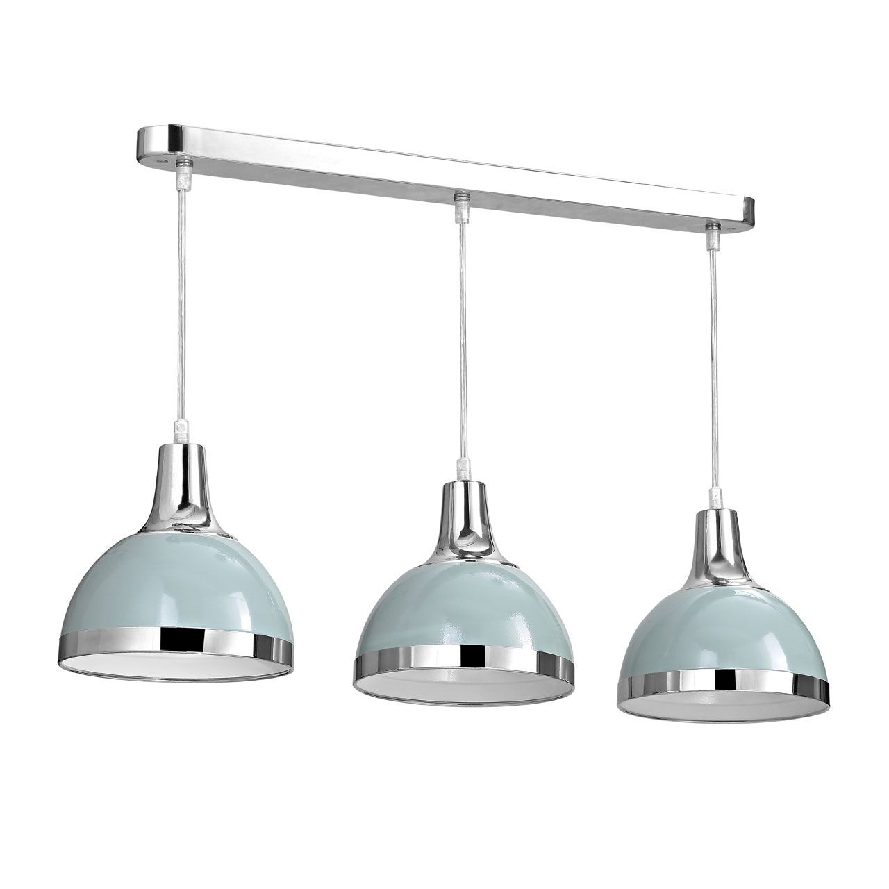 Vermont 3 Metal Shutter Shade Ceiling Pendant Light In Blue And Chrome