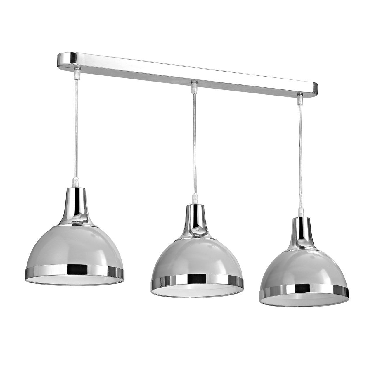 Vermont 3 Metal Shutter Shade Ceiling Pendant Light In Grey And Chrome