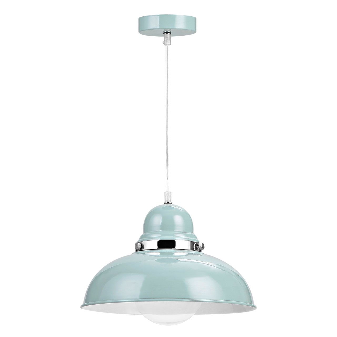 Vermont Round Metal Shutter Shade Ceiling Pendant Light In Blue And Chrome