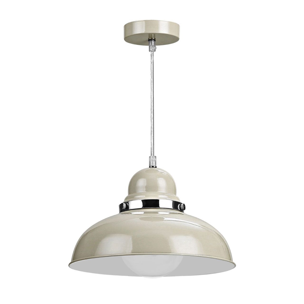 Vermont Round Metal Shutter Shade Ceiling Pendant Light In Cream And Chrome