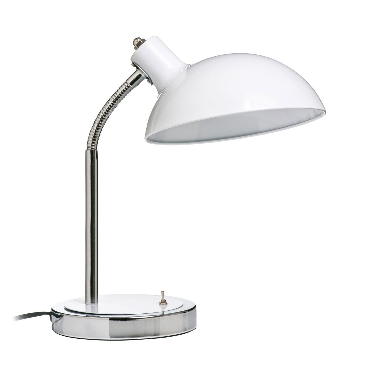 Celdon Flexible White Metal Shade Table Lamp With Chrome Base