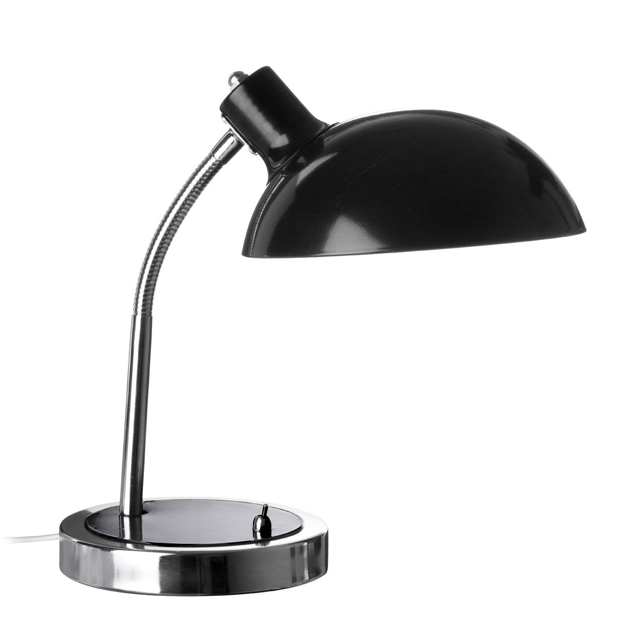 Celdon Flexible Black Metal Shade Table Lamp With Chrome Base