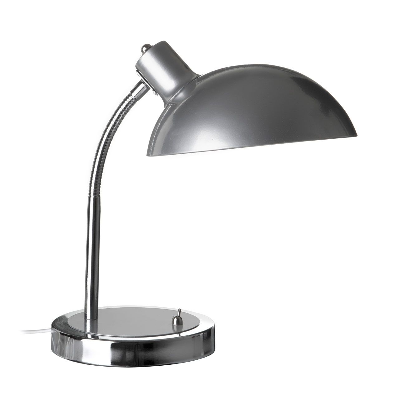 Celdon Flexible Grey Metal Shade Table Lamp With Chrome Base