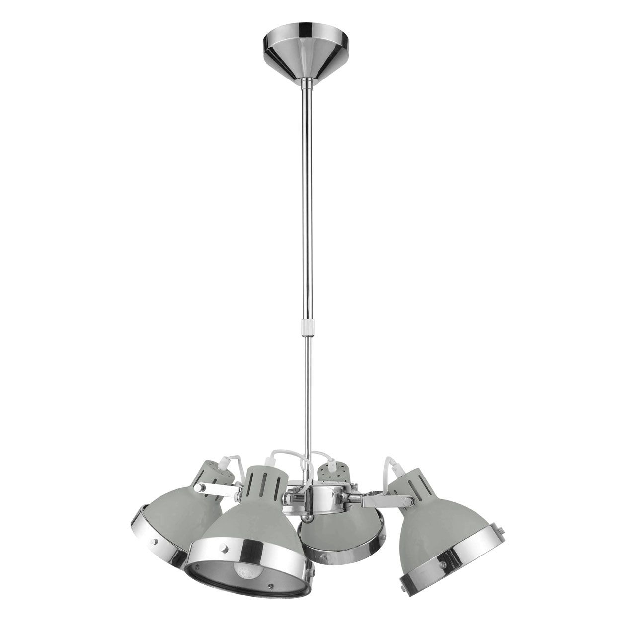 Hexon Contemporary 4 Metal Shades Ceiling Pendant Light In Grey And Chrome