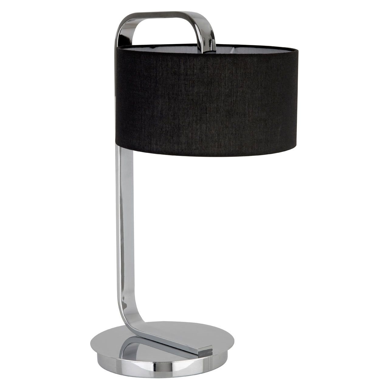 Leyna Black Fabric Shade Table Lamp With Chromed Metal Base