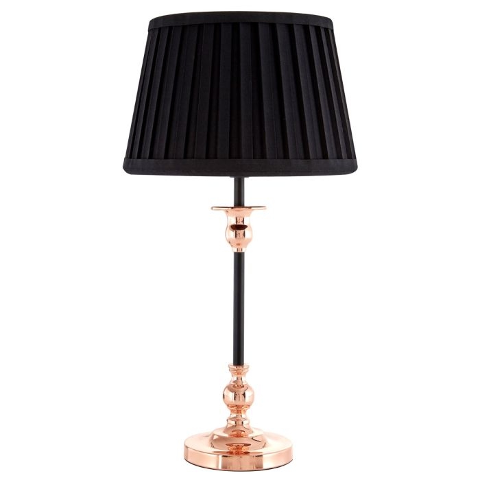 Allington Black Fabric Shade Table Lamp With Copper Metal Base