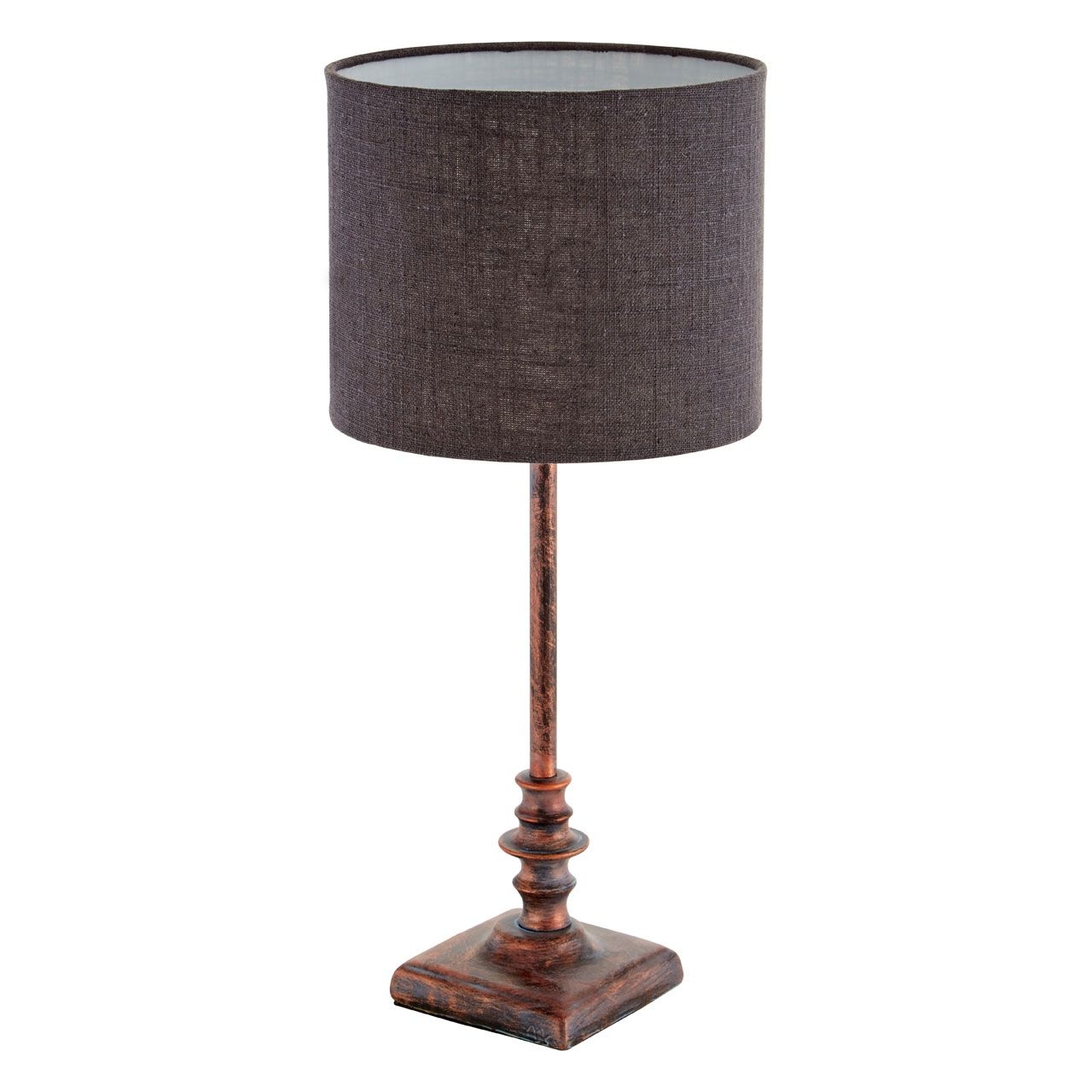 Adele Dark Grey Fabric Shade Table Lamp With Copper Metal Base