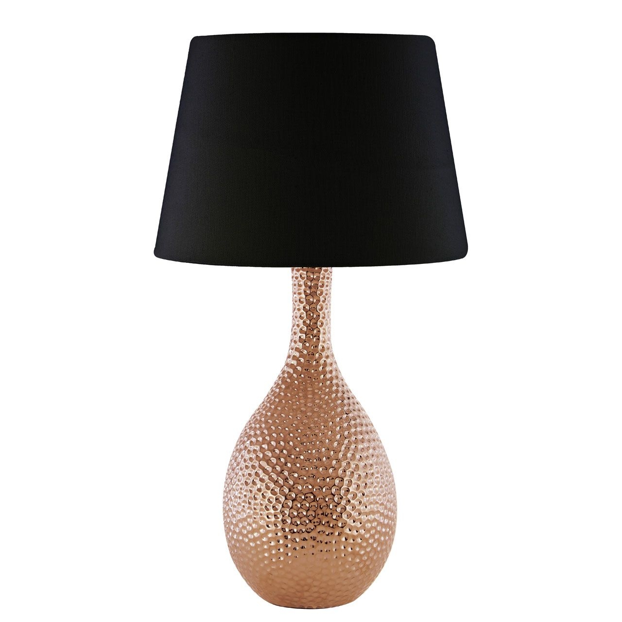 Julius Black Fabric Shade Table Lamp With Copper Ceramic Base