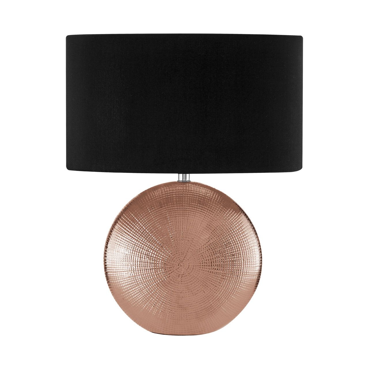 Jasmin Black Fabric Shade Table Lamp With Copper Ceramic Base