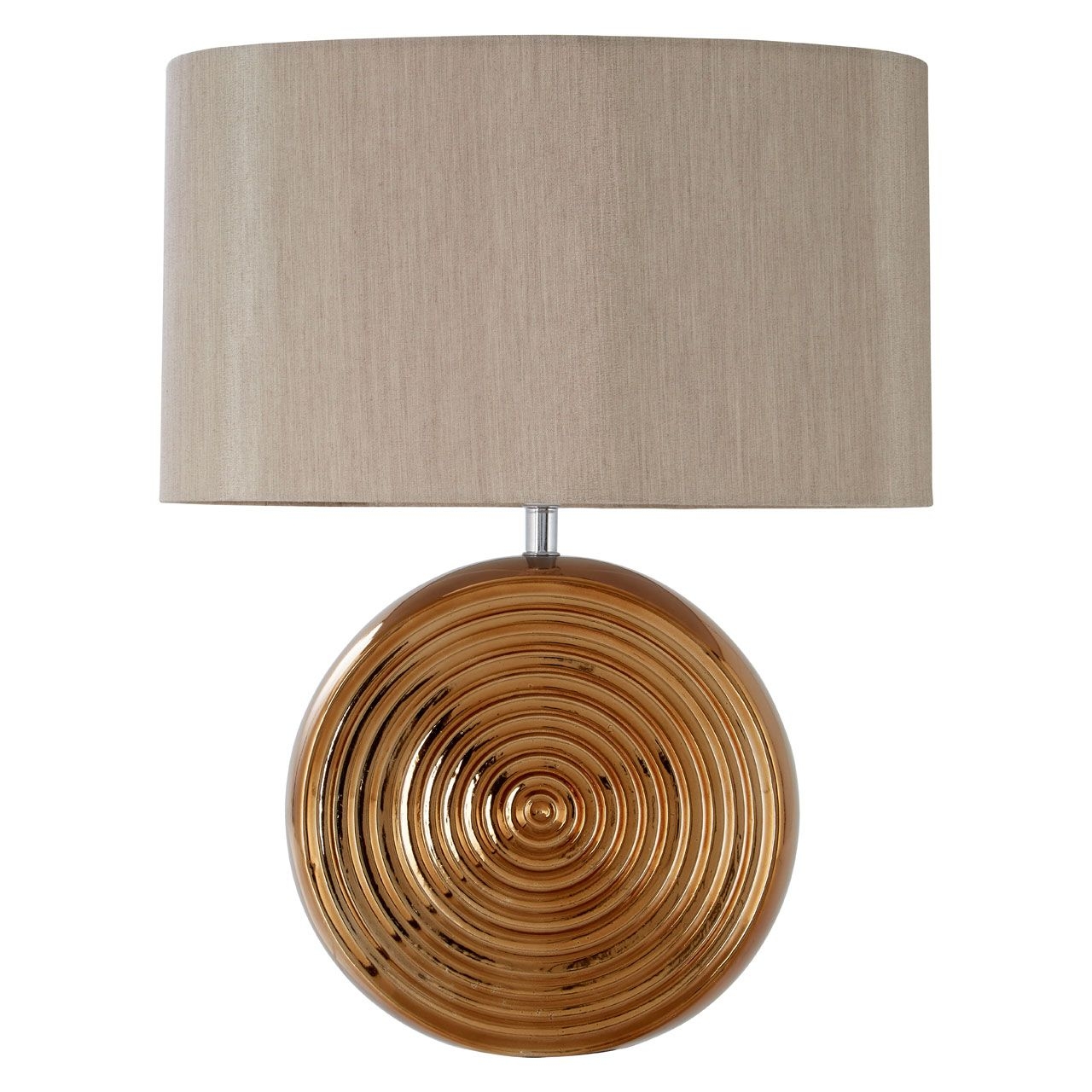 Jessica Natural Fabric Shade Table Lamp With Bronze Ceramic Base