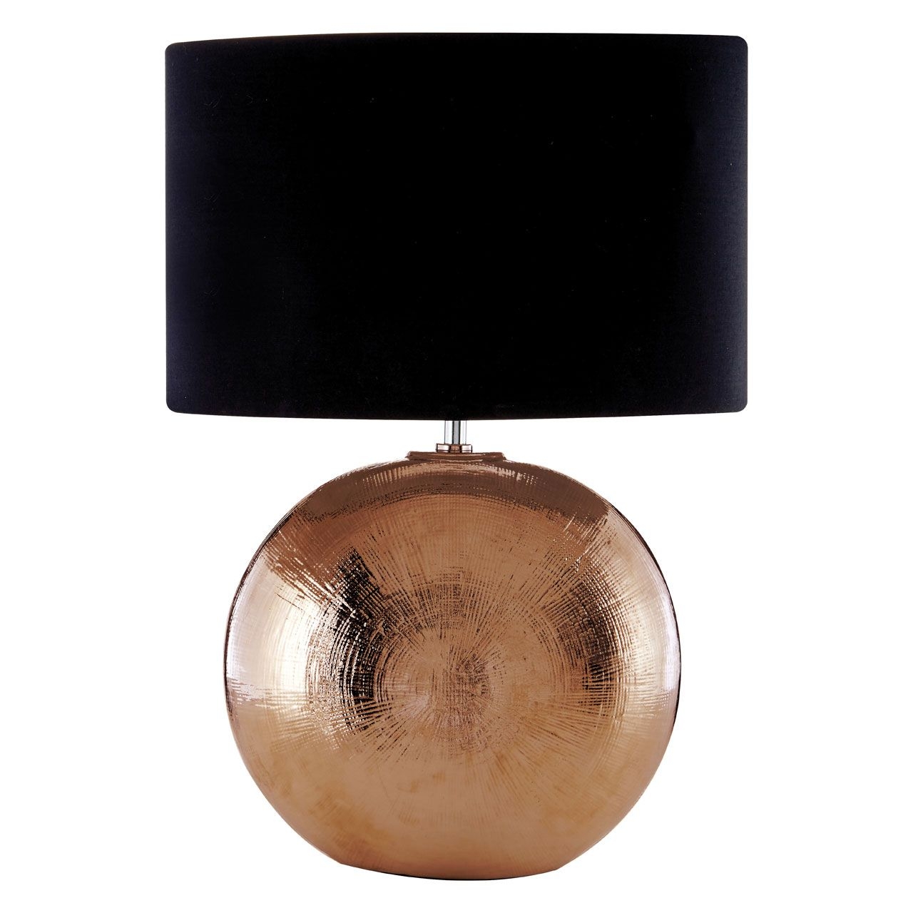 Jarvis Black Fabric Shade Table Lamp With Copper Ceramic Base