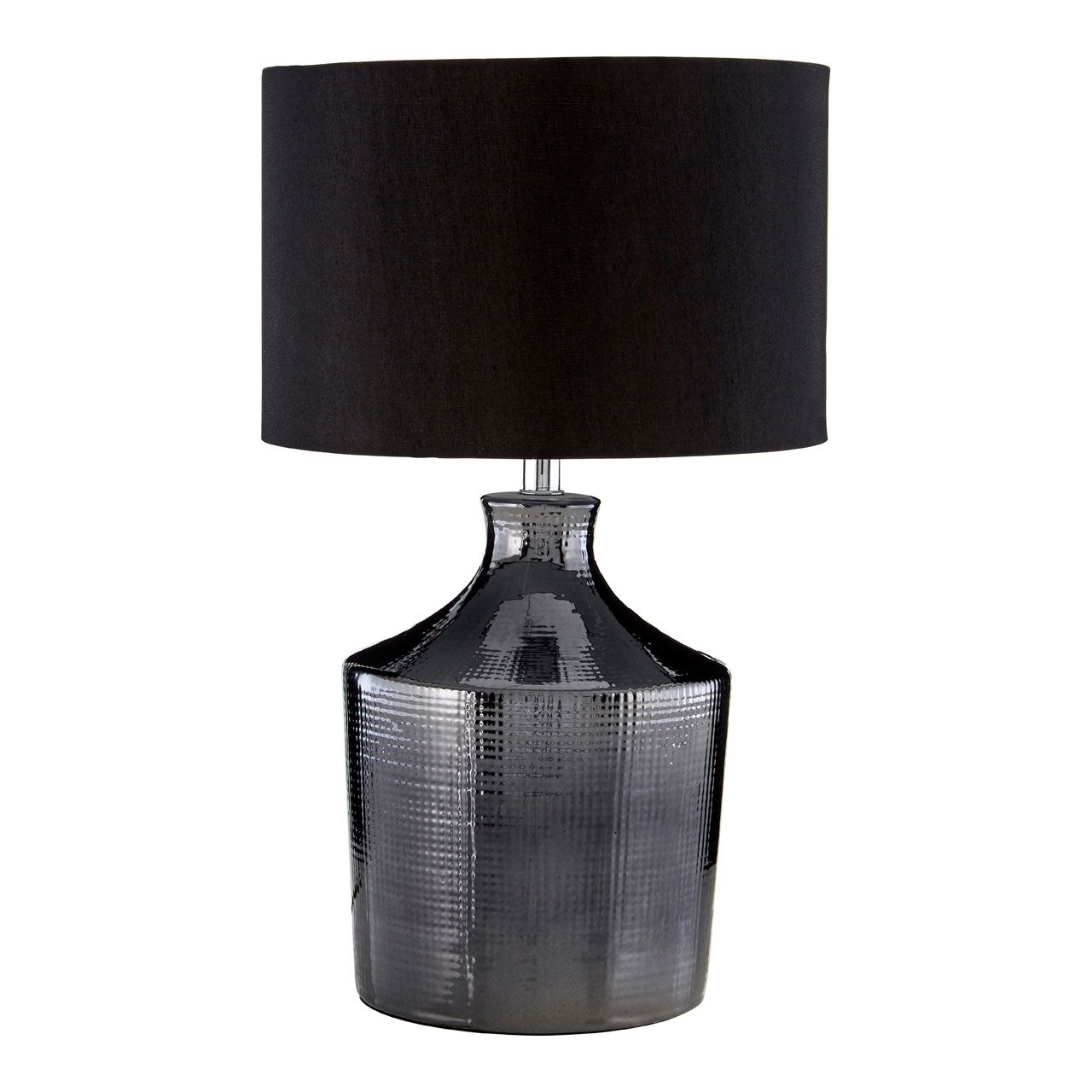 Jeff Black Fabric Shade Table Lamp With Black Ceramic Base