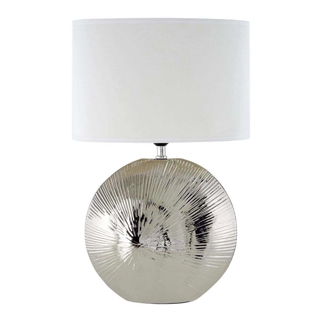 Hattie White Fabric Shade Table Lamp With Silver Ceramic Base