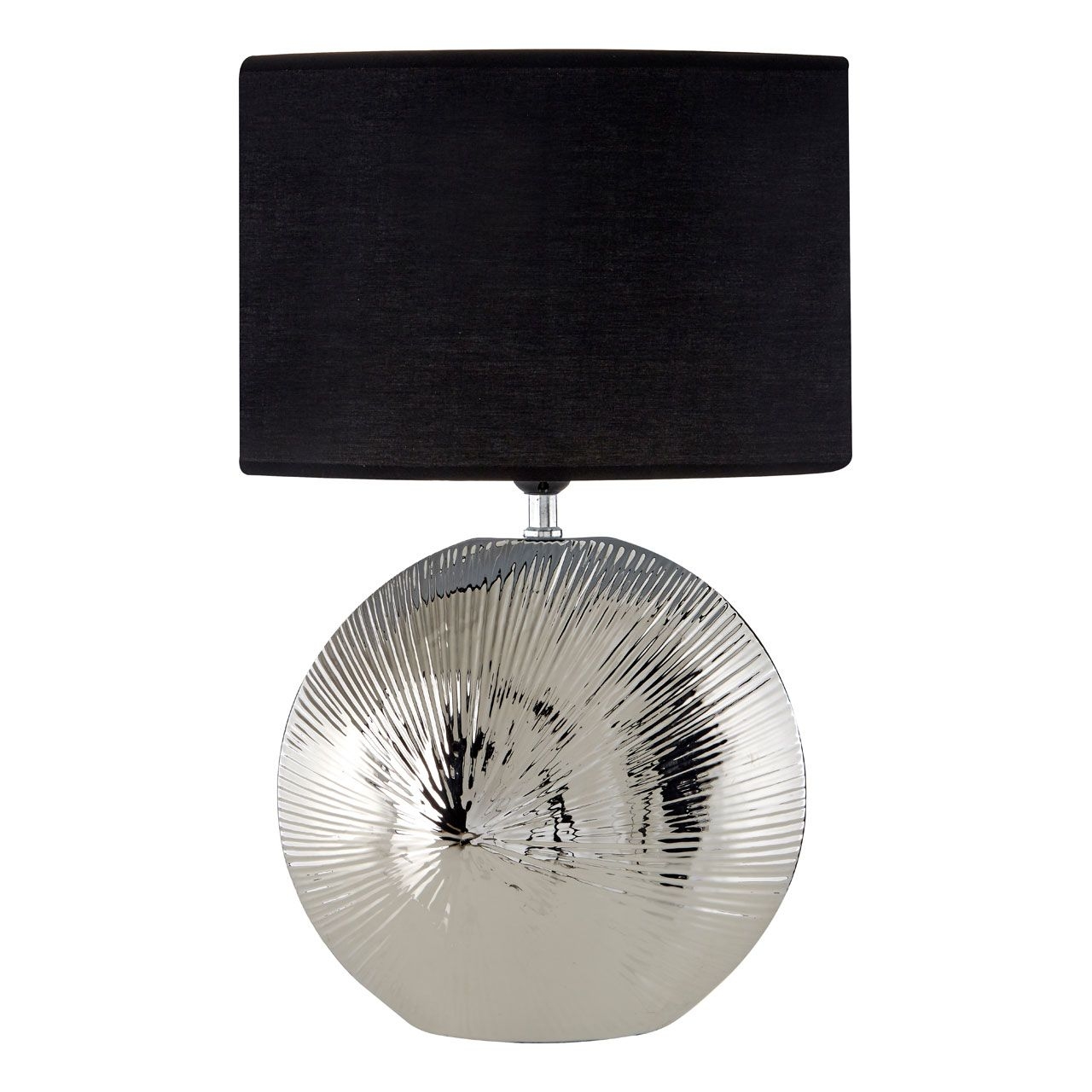 Hattie Black Fabric Shade Table Lamp With Silver Ceramic Base