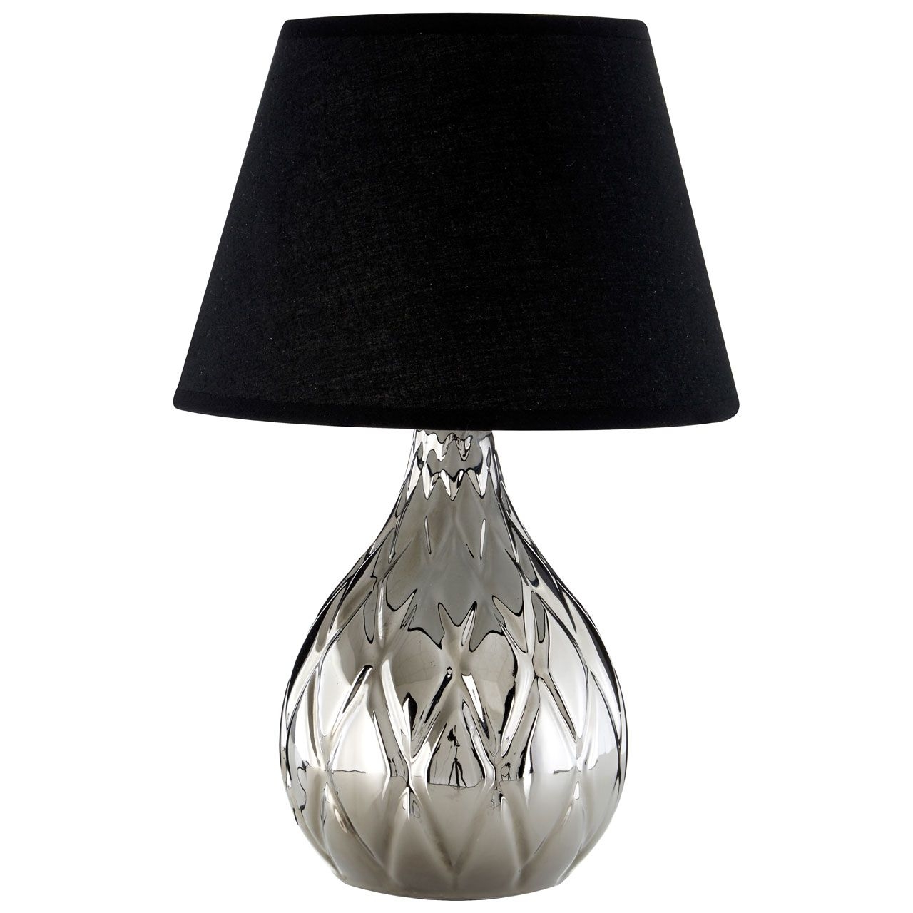 Hannah Black Fabric Shade Table Lamp With Silver Base