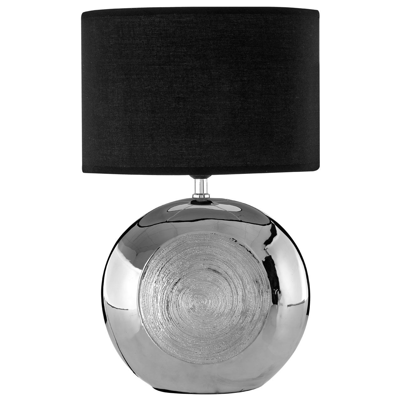 Holly Black Fabric Shade Table Lamp With Silver Ceramic Base