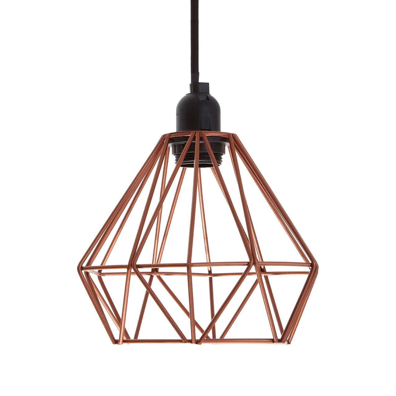 Bartol Ceiling Pendant Light In Copper With Metal Wire Frame